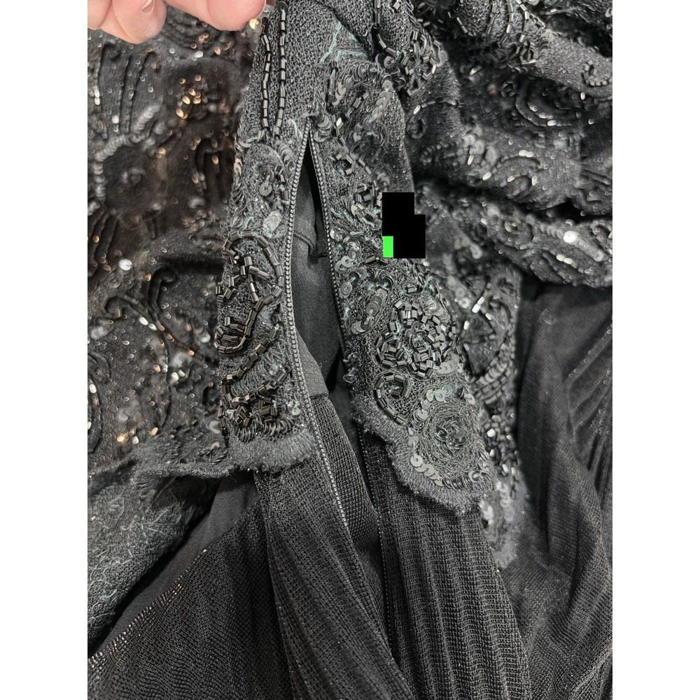 Brilliante by JA Vintage 80s Black Silk Beaded Sequin Cocktail Dress L - Picture 4 of 13